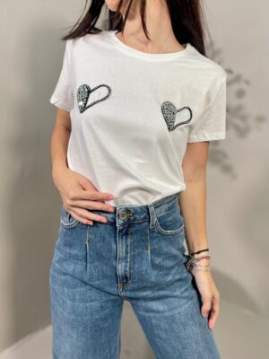 Maglietta con Cuori Bianca | T-shirt